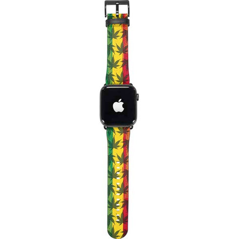 Marijuana Rasta Pattern Apple Watch Band 38-40mm