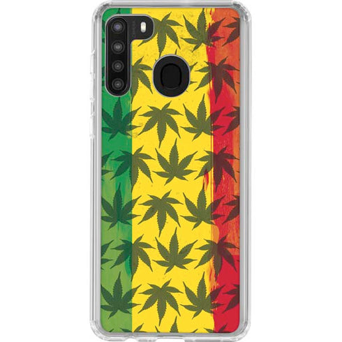 Marijuana Rasta Pattern Galaxy A21 Clear Case