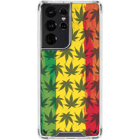 Marijuana Rasta Pattern Galaxy S21 Ultra 5G Clear Case