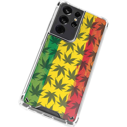 Marijuana Rasta Pattern Galaxy S21 Ultra 5G Clear Case
