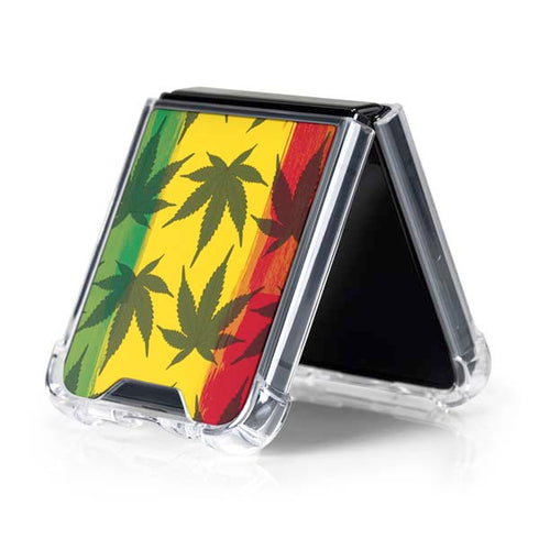 Marijuana Rasta Pattern Galaxy Z Flip5 5G Clear Case