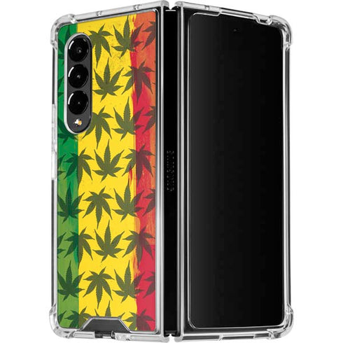 Marijuana Rasta Pattern Galaxy Z Fold4 5G Clear Case