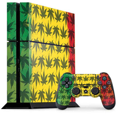 Marijuana Rasta Pattern PS4 Console and Controller Bundle Skin