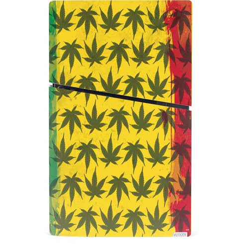 Marijuana Rasta Pattern PS5 Slim Digital Edition Bundle Skin
