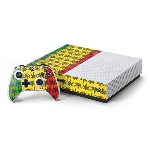 Marijuana Rasta Pattern Xbox One S Console and Controller Bundle Skin