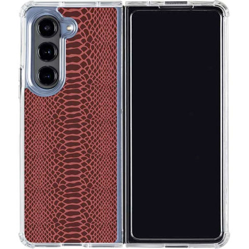 Marsala Snake Skin Galaxy Z Fold5 5G Clear Case