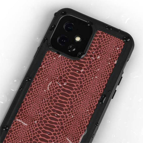 Marsala Snake Skin iPhone 12 Mini Waterproof Case