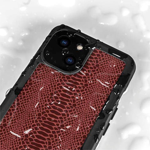 Marsala Snake Skin iPhone 13 Mini Waterproof Case