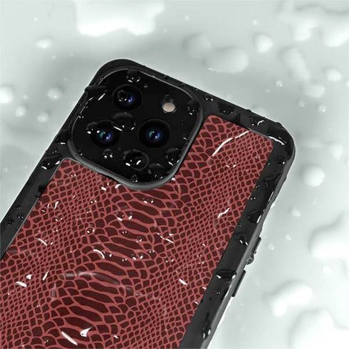 Marsala Snake Skin iPhone 14 Pro Max Waterproof Case