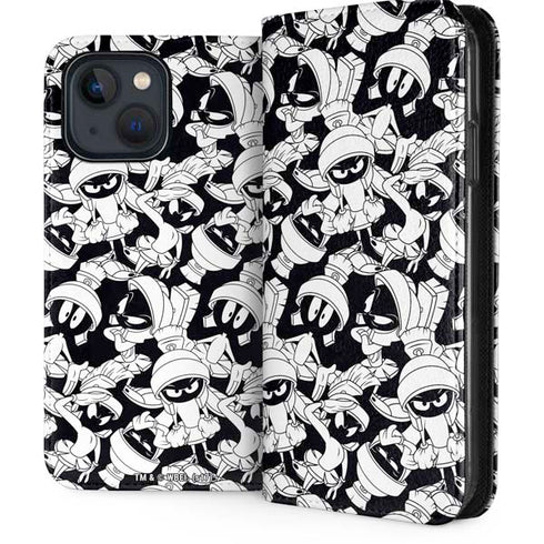 Looney Tunes Marvin Super Sized Pattern iPhone 15 Plus Folio Case