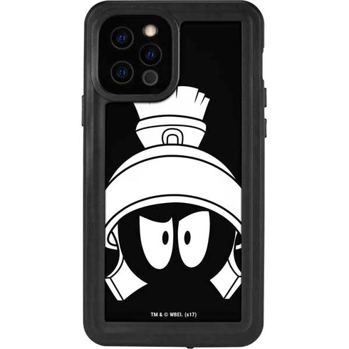 Looney Tunes Marvin the Martian Black and White iPhone 12 Pro Waterproof Case