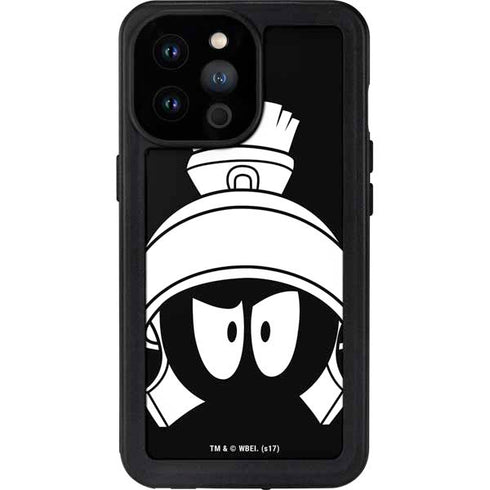 Looney Tunes Marvin the Martian Black and White iPhone 14 Pro Max Waterproof Case