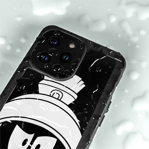 Looney Tunes Marvin the Martian Black and White iPhone 14 Pro Max Waterproof Case