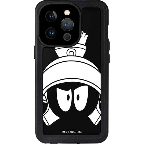 Looney Tunes Marvin the Martian Black and White iPhone 15 Pro Waterproof Case