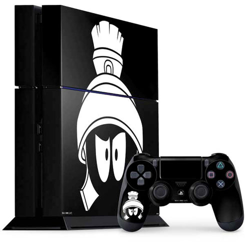 Looney Tunes Marvin the Martian Black and White PS4 Console and Controller Bundle Skin