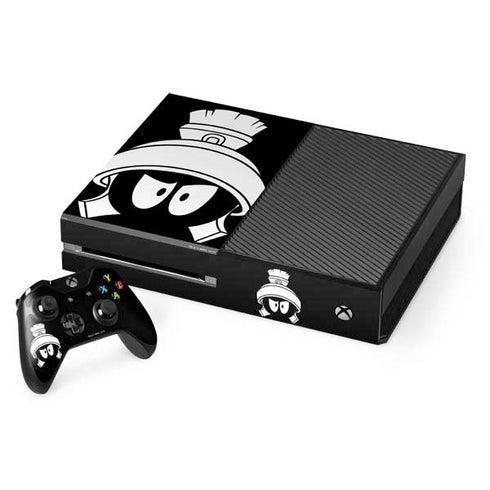 Looney Tunes Marvin the Martian Black and White Xbox One Console and Controller Bundle Skin