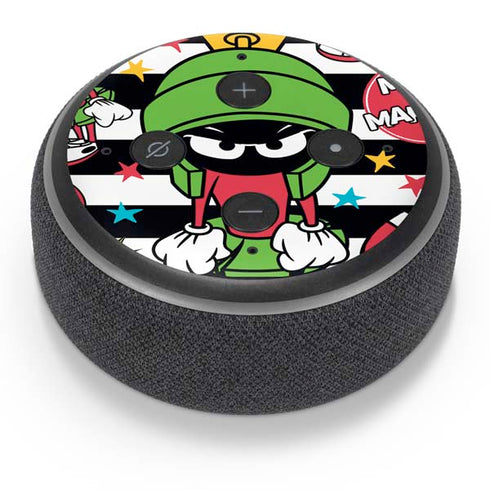 Looney Tunes Marvin the Martian Striped Patches Amazon Echo Dot Skin