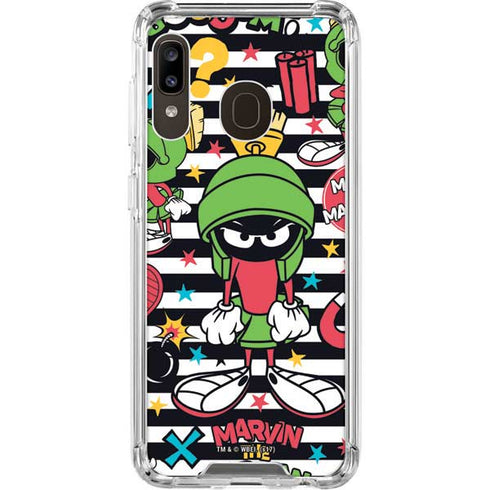Looney Tunes Marvin the Martian Striped Patches Galaxy A30 Clear Case