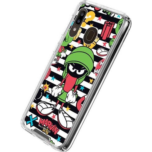 Looney Tunes Marvin the Martian Striped Patches Galaxy A30 Clear Case