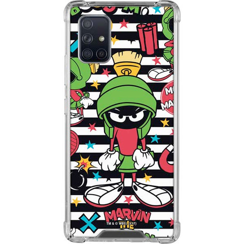 Looney Tunes Marvin the Martian Striped Patches Galaxy A71 5G Clear Case