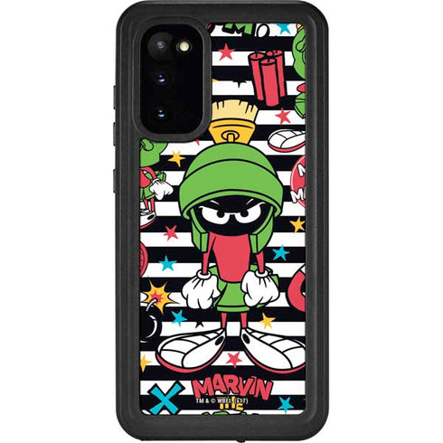 Looney Tunes Marvin the Martian Striped Patches Galaxy S20 Waterproof Case