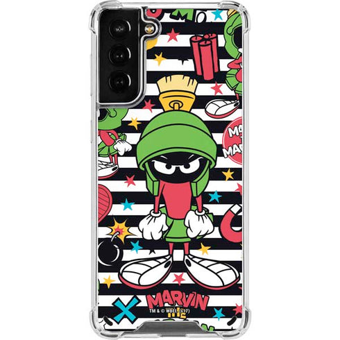 Looney Tunes Marvin the Martian Striped Patches Galaxy S21 Plus 5G Clear Case