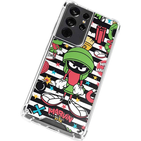 Looney Tunes Marvin the Martian Striped Patches Galaxy S21 Ultra 5G Clear Case