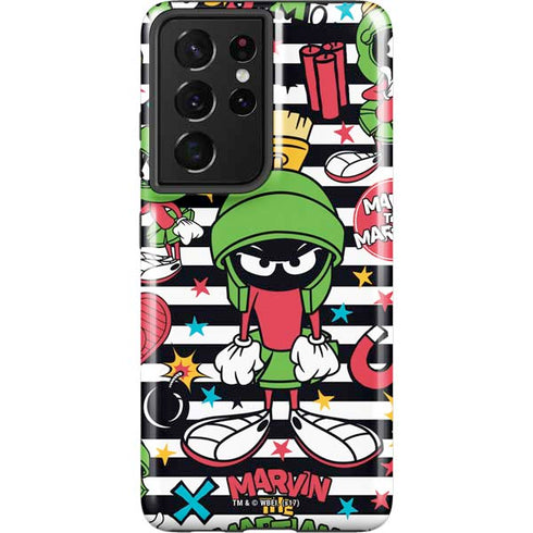 Looney Tunes Marvin the Martian Striped Patches Galaxy S21 Ultra 5G Pro Case