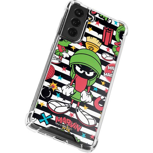 Looney Tunes Marvin the Martian Striped Patches Galaxy S22 Clear Case