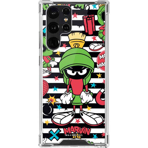 Looney Tunes Marvin the Martian Striped Patches Galaxy S22 Ultra Clear Case