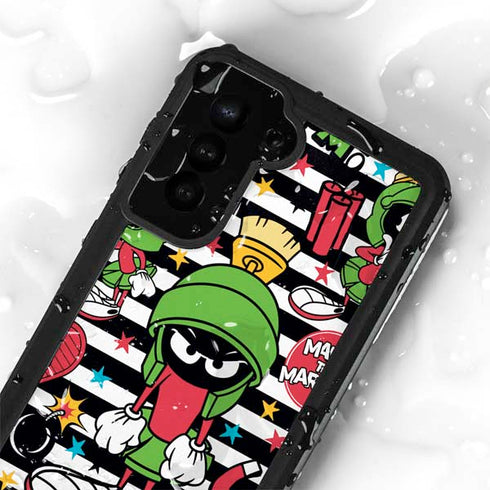Looney Tunes Marvin the Martian Striped Patches Galaxy S23 Plus Waterproof Case