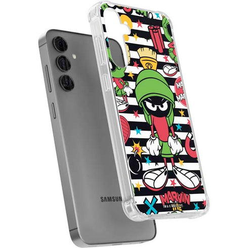 Looney Tunes Marvin the Martian Striped Patches Galaxy S24 Plus Clear Case