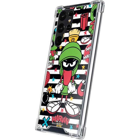 Looney Tunes Marvin the Martian Striped Patches Galaxy S24 Ultra Clear Case
