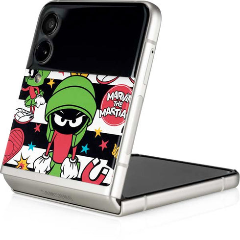 Looney Tunes Marvin the Martian Striped Patches Galaxy Z Flip3 5G Skin