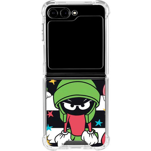 Looney Tunes Marvin the Martian Striped Patches Galaxy Z Flip5 5G Clear Case