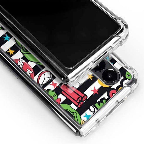 Looney Tunes Marvin the Martian Striped Patches Galaxy Z Fold4 5G Clear Case