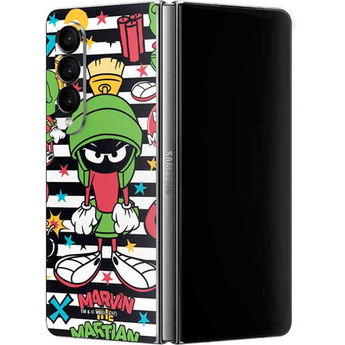 Looney Tunes Marvin the Martian Striped Patches Galaxy Z Fold4 5G Skin