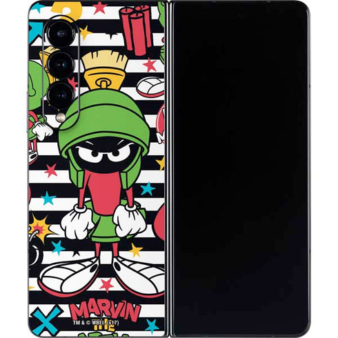 Looney Tunes Marvin the Martian Striped Patches Galaxy Z Fold4 5G Skin