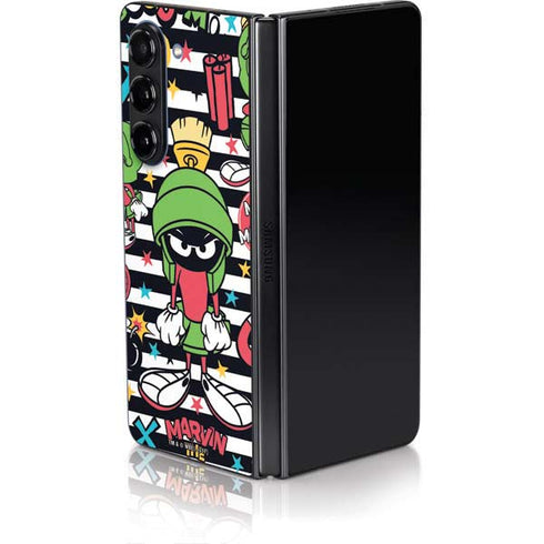 Looney Tunes Marvin the Martian Striped Patches Galaxy Z Fold5 5G Skin