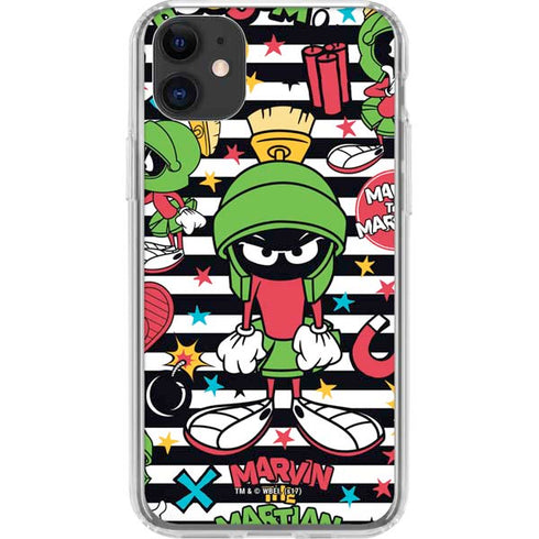 Looney Tunes Marvin the Martian Striped Patches iPhone 11 Clear Case
