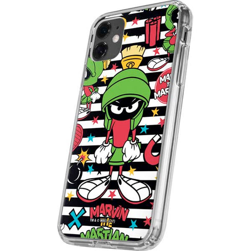 Looney Tunes Marvin the Martian Striped Patches iPhone 11 Clear Case