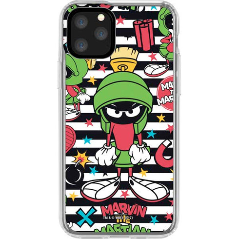 Looney Tunes Marvin the Martian Striped Patches iPhone 11 Pro Clear Case
