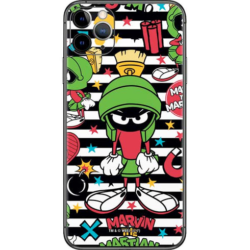 Looney Tunes Marvin the Martian Striped Patches iPhone 11 Pro Max Skin