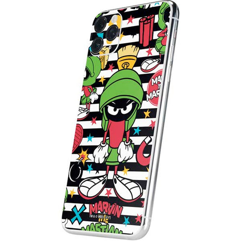 Looney Tunes Marvin the Martian Striped Patches iPhone 11 Pro Max Skin