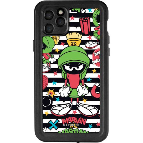 Looney Tunes Marvin the Martian Striped Patches iPhone 11 Pro Max Waterproof Case