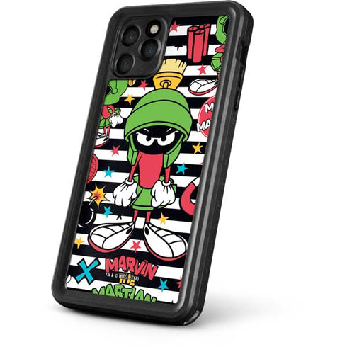 Looney Tunes Marvin the Martian Striped Patches iPhone 11 Pro Max Waterproof Case