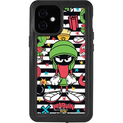 Looney Tunes Marvin the Martian Striped Patches iPhone 12 Mini Waterproof Case