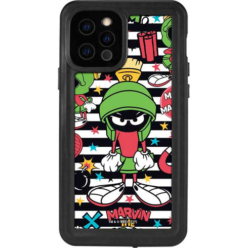 Looney Tunes Marvin the Martian Striped Patches iPhone 12 Pro Waterproof Case