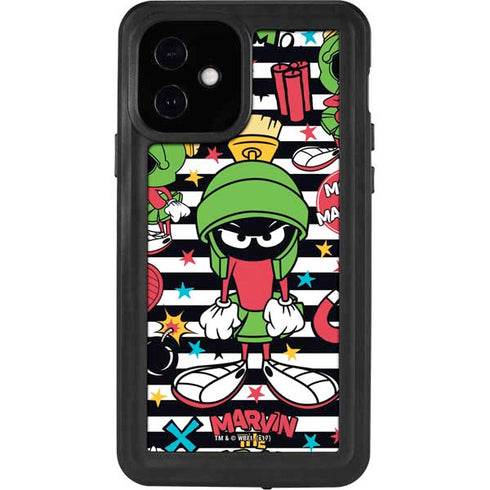 Looney Tunes Marvin the Martian Striped Patches iPhone 12 Waterproof Case