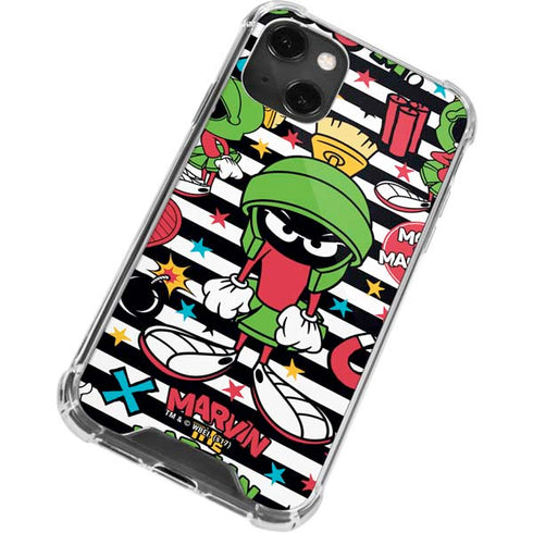 Looney Tunes Marvin the Martian Striped Patches iPhone 13 Mini Clear Case
